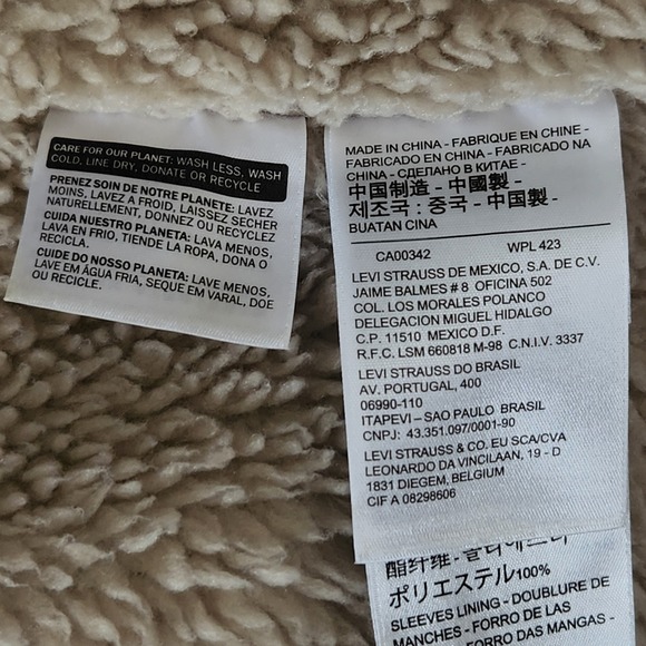 Levis Skateboarding Sherpa Trucker Jacket Mens Large Blue Denim Snap Front - Picture 7 of 14